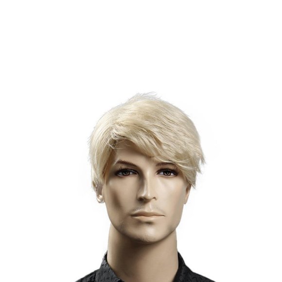 8" Short Straight Men's Blonde Color Wig Ken Costume Party Halloween - Picture 2 of 5
